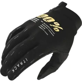 10009-00002 100 Percent Sz L Black/gold Itrack Youth Gloves