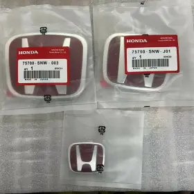 Aqj 971497250950 Jdm Red Grille Rear Embelm Steering Wheel Badge Fit For Civic 2016-2021 Logo Us