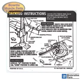 3909124 Bmp 67 68 Camaro Coupe Reg Spare Tire Jack Jacking Instructions Trunk Decal