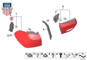 51160050619 Bmw 1 F52 118i 120i Rear Left Light Side Panel Bulb Holder Genuine