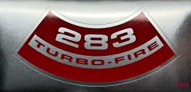 106b Chevrolet Air Cleaner Decal 283 Turbo-fire Oem Red And Silver Foil Licensed Manufactur