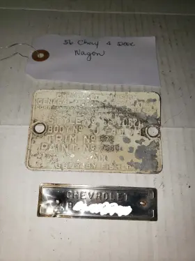 454-sr02l0303vtbx Chevrolet #454-sr02l0303vtbx Vin And Cowl Tag 1956