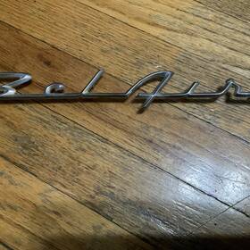 Chevrolet Parts Source 5556qechrome Chevy Belair 50 S Trim Emblem Script Bel Air Chrome