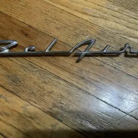 5556qechrome Chevrolet Parts Source Chevy Belair 50 S Trim Emblem Script Bel Air Chrome