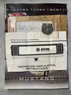 E4zz-20themb Ford Nos Oem 1984 Mustang Gt350 20th Anniversary Dash Emblem And Program Brochure