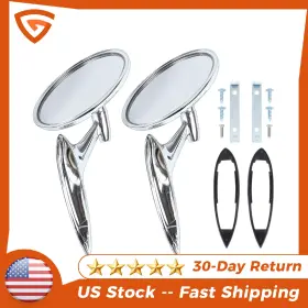 Gearzaar 654394765672 Round Bowtie Outside Rearview Mirrors For Impala Corvair Chevelle El Camino Nova