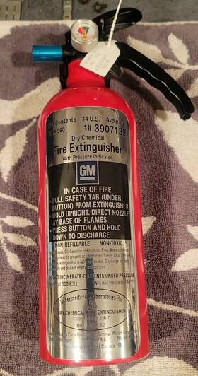 General Motors 3907132 Gm Fire Extinguisher 66-72 Vintage Tag Inch Mirror Chrome Finish
