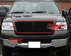 Grilleworld F85350h Fits 2004-2008 Ford F-150 Aluminum Black Main Upper Billet Grille Grill Insert