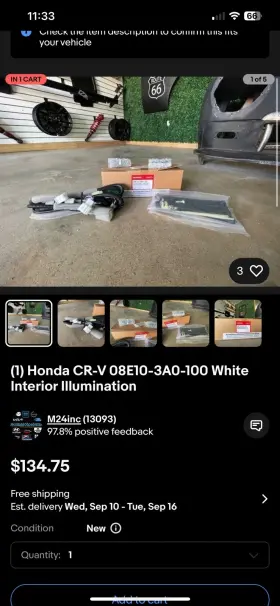 08e10-3a0-100 Honda 1 Cr-v White Interior Illumination