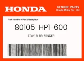 80105-hp1-600 Honda Genuine Stay R. Rr. Fender -