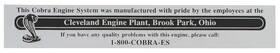 Jim Osborn Reproductions Fd5944 1995 Mustang Cobra R Inch Manufactured By Valve Cover Decal