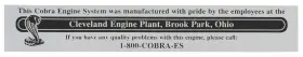 Fd5944 Jim Osborn Reproductions 1995 Mustang Cobra R Inch Manufactured By Valve Cover Decal