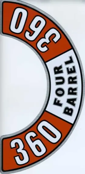 Md930 Jim Osborn Reproductions 1972-74 Mopar 360 Four Barrel Air Cleaner Lid Decal