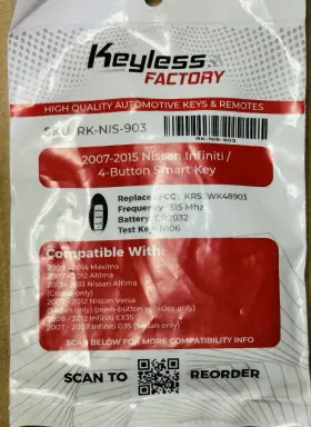 Kr55wk48903 Keyless Factory Rk-nis-903 2007-2015 Nissan Infiniti 4-button Smart Key Fob - Sealed