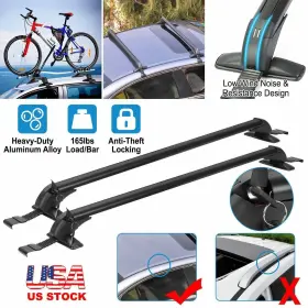 Leadzm 608631707123 Universal Car Top Roof Rack Cross Bar 43.3 Inch Luggage Carrier Aluminum With Lock