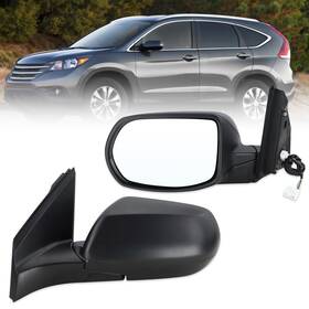 Lqito 76258-t0a-a11 Left Driver Side Mirror For 12-16 Honda Cr-v Manual Folding Power Glass Black