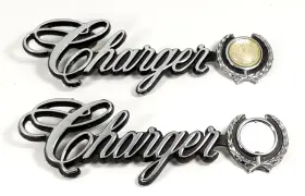 3763400 Mopar Upper Door Panel Emblem Pair 1975-78 Dodge Charger Daytona B Body