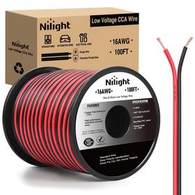 Nilight 10077w 100ft 16awg Copper Clad Aluminum Wire 16/2 Gauge Red Black Cca