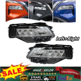 31511bklas1 Tbvechi For 2021-2023 Nissan Rogue Black Led Headlights Healamps Pair Left Right Lh Rh