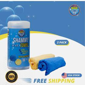 The Cleaning Magic Towel Cmt-chm-3425-xl Chamois Shammy 2 Pack 34x25 Xl Microfiber Car Drying Absorbent