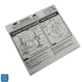 Dc2151p The Parts Place Inc. 1963 Impala Convertible Jack Stowage And Jacking Instructions Decal Dc0326