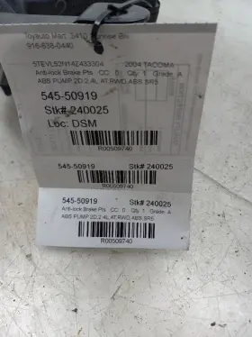 545-50919 Toyota 03 04 Tacoma Sr5 2.4l Anti-lock Brake Abs