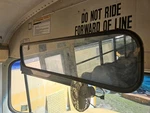 171-1079 Used Roscoe Safety Glass School Bus Rear View Mirror 31" X 7". Price: $95.00.