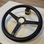 Victor Silver Leather Steering Wheel 355MM Used. Price: $260.00.