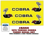 Sp A444 1970 Ford Torino - Cobra Snake Decal Kit 3 Pieces Sides And Trunk New. Price: $39.95.