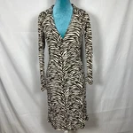 Y2K Vintage Abs By Allen Schwartz Zebra Print Midi Wrap Dress Small Pre-owned. Price: $15.00.