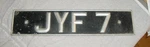 Orig British English License Plat Tag "jyf 7" 40S 1950S Rolls-royce Bentley Jag Used. Price: $69.00.