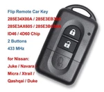 Flip Remote Car Key Fob 2 Buttons 433MHZ ID46/4D60 Chip For Nissan New. Price: $107.46.