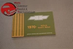1970 Chevy Chevrolet Nova Owners Owner's Manual New. Price: $22.02.