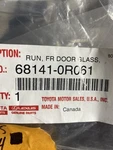 68141-0R061 Front Door Run Channel 19-25 Toyota RAV4 Oem New. Price: $75.00.