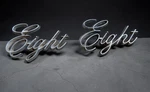 1971-1975 Oldsmobile 98 Twin "eight" Emblems 3-3/8"" Oem Script Badge Qty 2 Used. Price: $21.95.