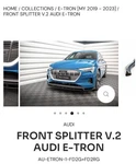 Audi Etron Front Lip Diffuser Maxton Design V2 Splitter Gloss Black New. Price: $325.00.