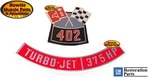70 71 72 Chevelle Camino Ss Impala Camaro 396 402 375HP L78 Engine Decal Set New. Price: $22.95.