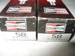 Champion 58 RJ18YC Nickel Spark Plug, Made In Usa, New Old Stock, Pack Of 2. Price: $24.99.