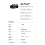 2019 Toyota Camry Rear Bumper Energy Absorber Used Oem 52615-33150. Price: $64.75.