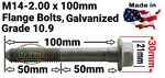 (1PC) M14-2.00X100MM Flange Bolts Grade 10.9 Gm 11519150, 11561300 New. Price: $11.77.