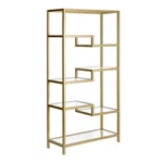 Henn&hart 68" 5-TIER Brass Metal Book Case With Glass Top Shelves New. Price: $239.99.