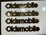 New Gold Plated Rear Emblem Name Oldsmobile Logo 10"X1.25" Stick On Badge. Price: $17.99.