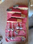 1965 Ford Galaxie Original Window Crank Set, Door Handles, 1963 Arm Rest (red) Used. Price: $250.00.