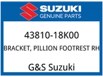 Suzuki Oem Part 43810-18K00 Bracket,pillion Ftrst Rh New. Price: $156.97.